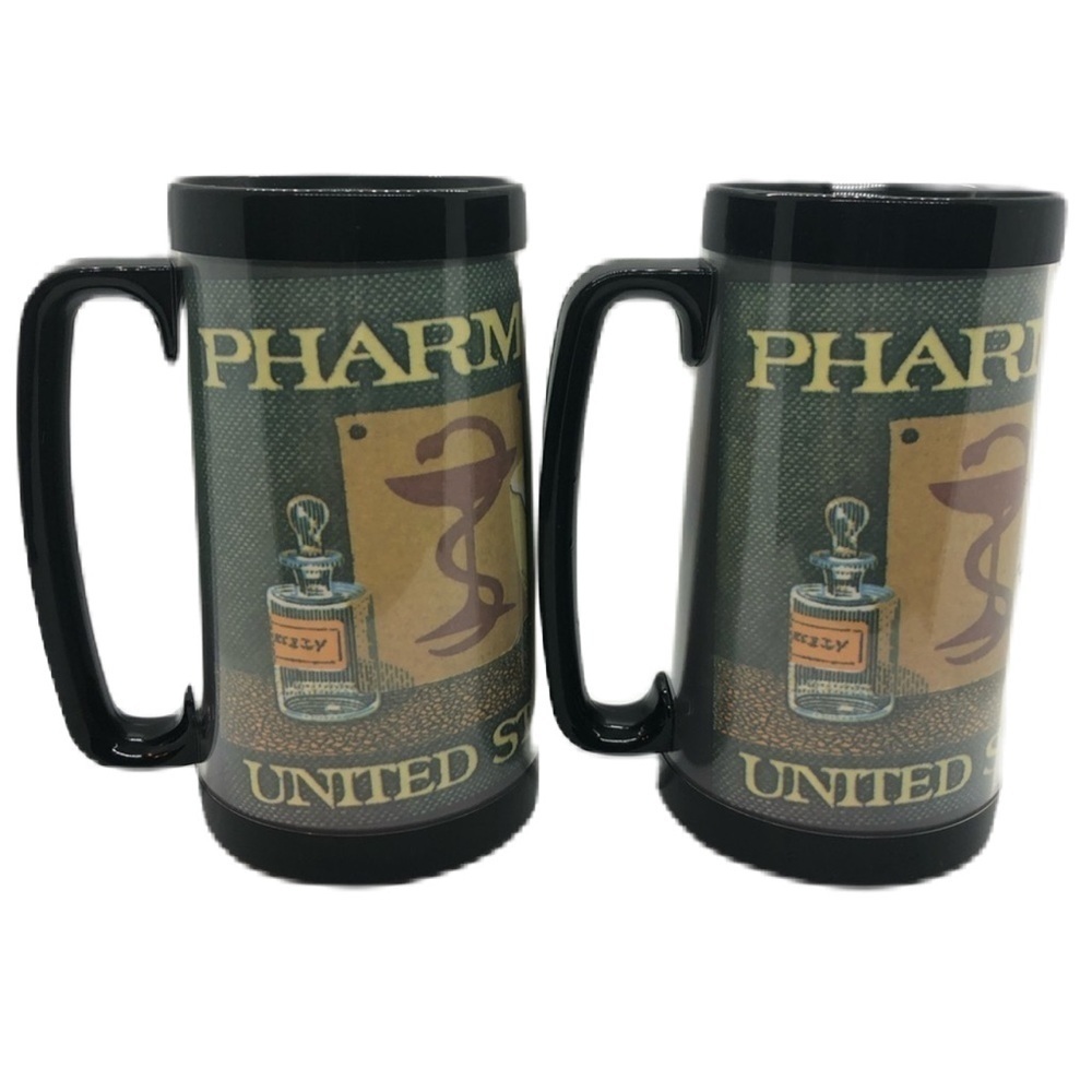 Vintage Set 2 Mugs Therma Serv Plastic Pharmacy